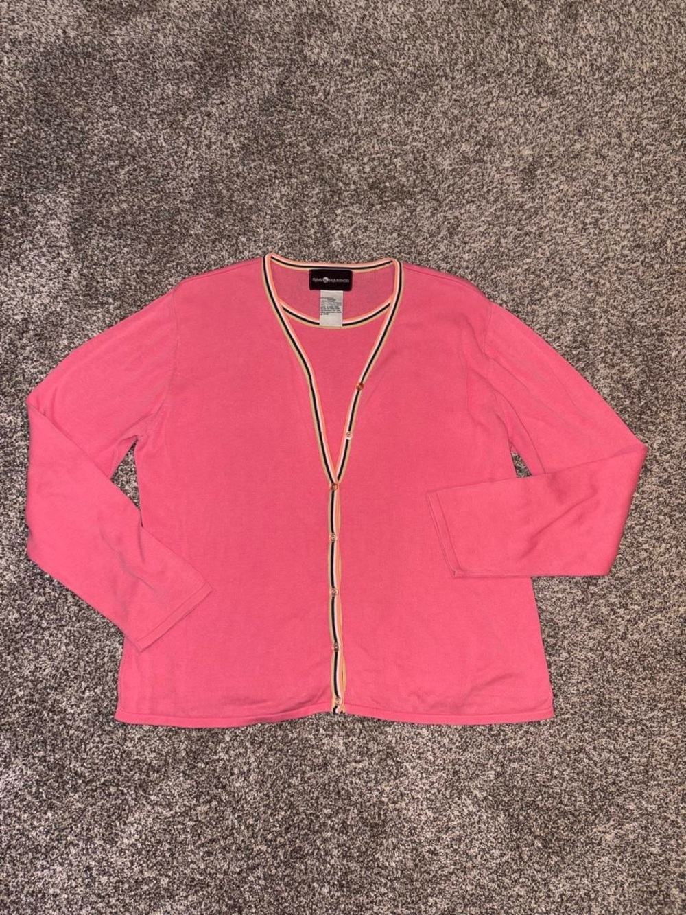 Vintage Y2K layered cardigan with lime green stripes